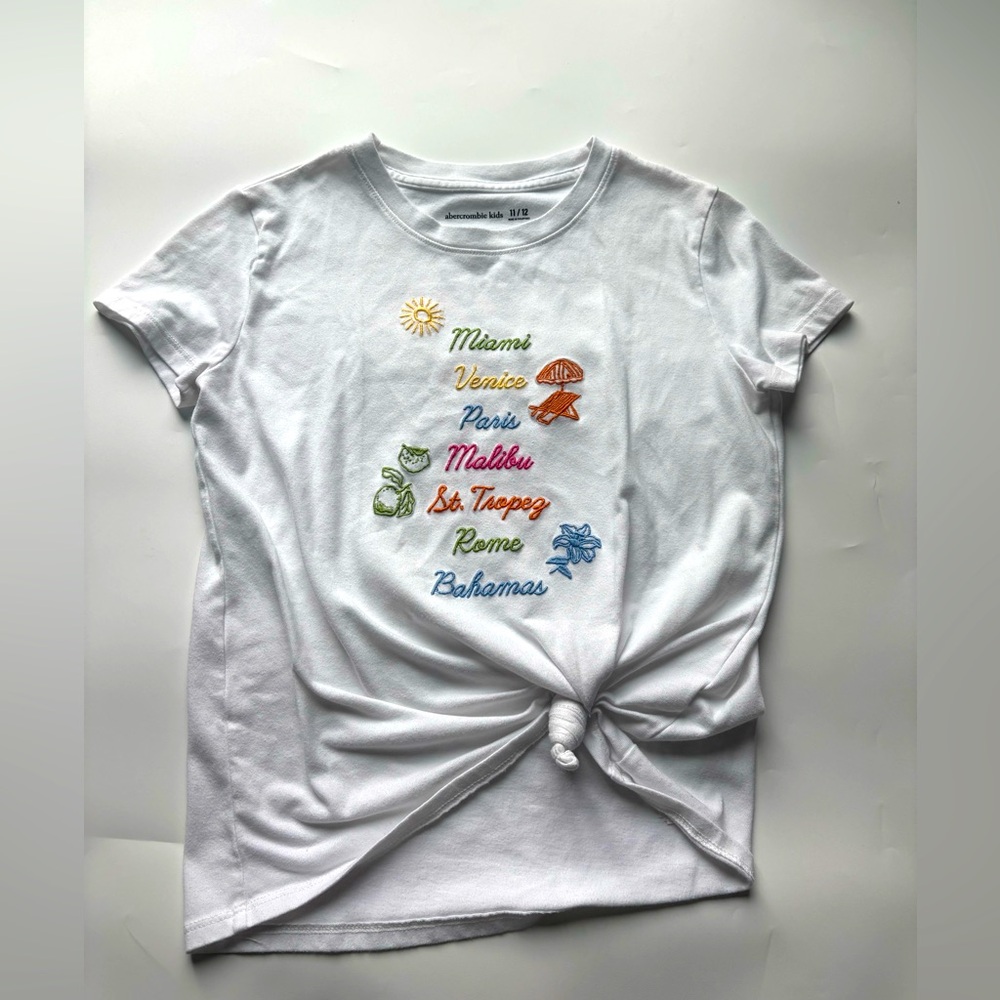 Abercrombie and Fitch girls White  Knot Front T-Shirt 11/12